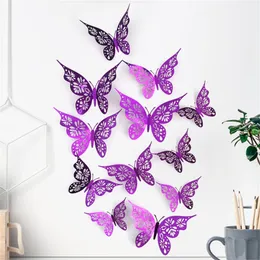 Wall Stickers 12pcs 3d Hollow Butterfly Sticker Diy Home Decoration Wedding Party Decors Kids Room 230829