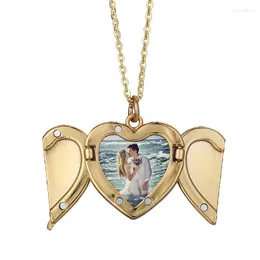 Pendant Necklaces Heart Lock Opene Sublimation Metal Necklace