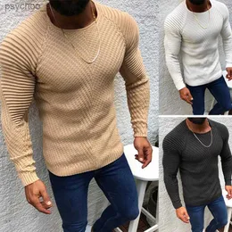 2023 Новый осенний зимний пуловер Свитера Мужчины O-образные вырезы с твердым цветом с длинным рукавом.