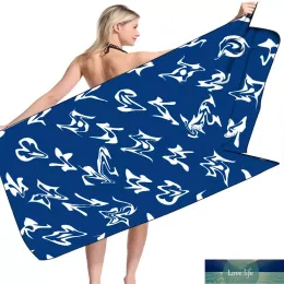 Atacado microfibra menina toalhas de banho longas presente all-match designer toalha de praia 160x80cm moda carta impressa feminina casa toalha de banho