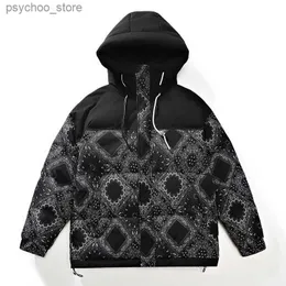 Męskie Parkas Men Winter Paisley Duck Down Down Jacket Soft Feather ciepły płaszcz Lettermen Print Parka Q230831