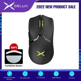 Mäuse Delux M800PRO PAW3370 RGB optische kabellose Gaming-Maus 19000 DPI verkabelt programmierbare ergonomische Mäuse wiederaufladbar für Windows Mac 230831