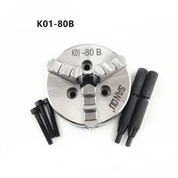 Sanou K01-80B 80mm مخرطة Mini Chuck 3 Jaws Woodworking Hand Chuck مع تصاعد المسمار المسمار قضيب المخرطة الذاتية