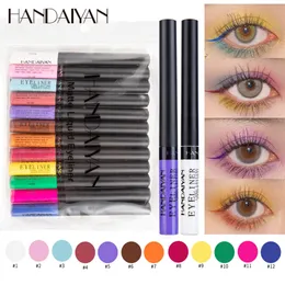 Combinazione di ombretti Liner HANDAIYAN Matita per eyeliner colorata opaca impermeabile 12 colorikit Trucco a lunga durata Liner liquido Occhi verdi Penna per cosmetici 230830