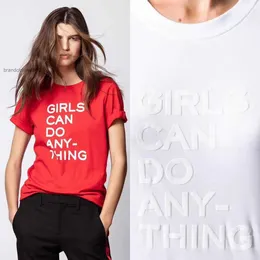 Zadig Voltaire 23SSデザイナーTシャツ春と夏の新しいフランス人マイノリティZVコットンクラシック英語レターフィルックプリントコットンショートスリーブTシャツ女性服