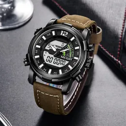 Dual Display Digital Men Watch MEGIR Sport Analog Quartz Watches Relogio Masculino Reloj Hombre Army Military Wristwatches Hour257Z