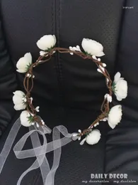 Dekorativa blommor 2023 White Bridal Wedding Hair Accessories Wreath Tiaras Flower pannband Kvinnor Kronbanden Guirnalda Grinalda