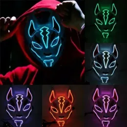 Máscara LED de Halloween Máscaras luminosas mixtas que brillan en la oscuridad Disfraz de fiesta de anime de Halloween Máscaras de cosplay EL Wire Demon Slayer Fox nuevo