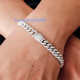 Hip Hop Silver Moissanite Cuban Llink Bracelet 6mm 8mm Width d Color Vvs Loose Diamond Iced Out Cuban Chain