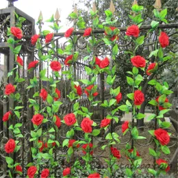 Decorative Flowers Yoshiko 230cm Roses Artificial Vine Wall Hanging Garland Wreath Romantic Home Wedding 20 Colors