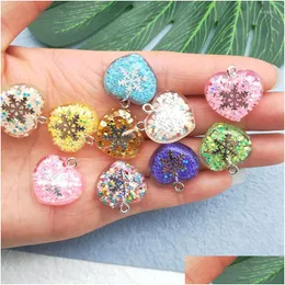 Charms 10Pcs Resin Love Pendant Colorf Loose Powder Snowflake Keychain Bracelet Earrings Diy Handmade Charm Artifact Materials Drop De Dhqt4