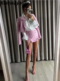 Women's Suits Blazers Klacwaya Tweed Set 2 Piece Chic Blazer Women Suit Shorts Sets Women Suit With Shorts For Women Female Suits 230830