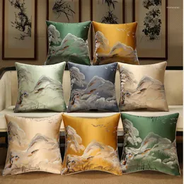 Pillow Chinese Style Embroidered Patchwork Luxury Case Waist Throw Home Decoraction 30x50cm Scenic Cover