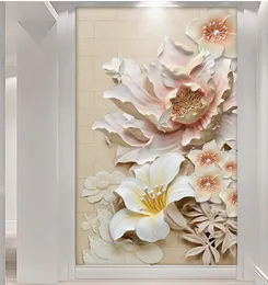 Bakgrunder 3D präglade tapeter fåglar vit blomma po väggmålning ingång modern för vardagsrum vägg papper väggmålningar anpassad storlek