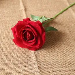 Decorative Flowers Red Artificial Velvet Single Angle Rose Wedding Pography Props Home Bedroom El Garden Desktop Flower Arrangement Decor