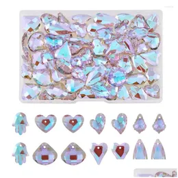 Charms 70st Facetterade glashängen Teardrop Heart Shape Crystal för DIY Armband Halsband Dangle Earring Smycken Making Drop Delivery DHRA8