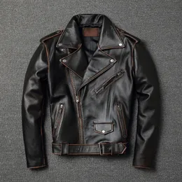 Men's Leather Faux YRsalesclassic motor biker genuine leather jacketslim cowhide coatfashion vintage clothingplus size 230831