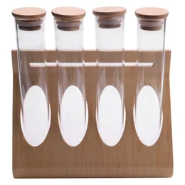 Other Kitchen Storage Organization Wooden Coffee Beans Tea Display Rack Stand Glass Test Tube Sealed Decorative Ornaments Cereals Canister for Barista 230830