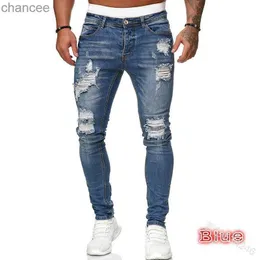Mäns jeans 2023 Nya mäns casual byxor rippade våren och höstsports jeans ficka rak gata run mjuk denim neutral långsam lst230831