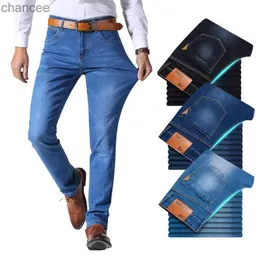 Irmão Wang Estilo Clássico Homens Marca Jeans Negócio Casual Estiramento Magro Calça Jeans Azul Claro Calças Pretas Masculino LST230831
