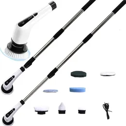 MOPS 7 i 1 Electric Cleaning Turbo Scrub Brush Multifunktionellt långt handtag Cordless Spin Scrubber Badrum Accessorie 230830