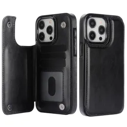 Para iPhone 14 Case Carteira com suporte de cartão de couro Fecho magnético Flip Stand Capa para iPhone15 Pro Max 13 12 11 XR XS X 8 7 Kickstand proteção funda