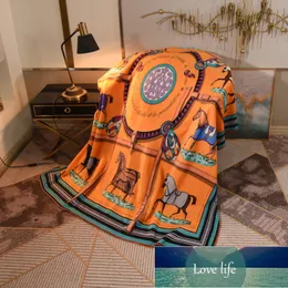 Simple American Blanket Brocade Fox Velvet Blanket Foreign Trade Style Horse Spandex Double-Layer Composite Blanket European and American