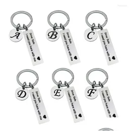 Keychains Lanyards Drive Safe Keychain A-Z 26 Initials Lettering Men Women Boyfriend Husband Key Chain Birthday Chritsmas Fathers Da Dh7Pc