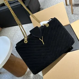 Canvas Luxurys Black Gold Chain Tote Mulheres Loulou Puffer Ombro Crossbody Bag V Padrão Designer Qualidade Embreagem Envelope Messenger Carteiras Clássicas Lady