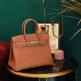 BK Genuine Handbag Leather Womens Bag with High-end Lychee Pattern 2024 Trend Large Capacity Portable Single Shoulder Crossbody Tote Shoulder Bags RGQN
