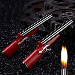 Creative Pistol Lighter Double Fire No Gas Gun Lighters Windproof Cigar Cigarette Unusual Toys Smoking Gift 7DJB