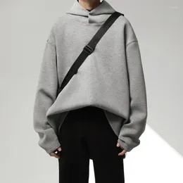 Herrtröjor överdimensionerade män mode avslappnad grå svart huva tröja streetwear koreansk lös pullover hoodie