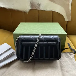 10A Super Mini Bag Top-Level Repelation 16.5cm Marmont Flap Bags Designer أصلي حقيبة مستحضرات مستحضرات تجميل جلدية حقيقية مع Box G009