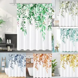 Cortinas de chuveiro Greante Folhas Curta da cortina da cortina de flor de flor moderna Modern nórdica minimalista poliéster decoração de casa Curta