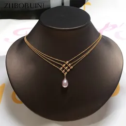 Anhänger Halsketten ZHBORUIN 14K vergoldete mehrschichtige Perlenkette 100 Süßwasserperlen Halskette Exquisiter Schlüsselbeinschmuck Frau 230831