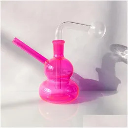 Other Smoking Accessories Colorf Gourd Shaped 14Mm Glass Oil Burner Bubbler Hookah Pipe Smoke Shisha Pipes Tobacco Bowl Ash Catchers P Dh6Ty