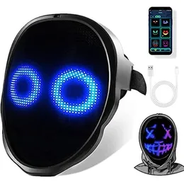 Party Masks LED Bluetooth Lnduction Changing Face Light-emitting Mask APP Control DIY Picture Programmable Party COSPLAY Christmas Gift 230829