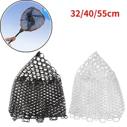 Acessórios de pesca 32/40/55cm rede de pesca com mosca saco de substituição de borracha transparente não machuca peixe rede de borracha ferramentas de pesca 230831