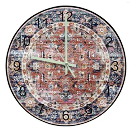 Orologi da parete Fiore Boho Stile etnico vintage Grandi aghi luminosi rotondi Orologio Decor Camera Ornamenti appesi Silenziosi