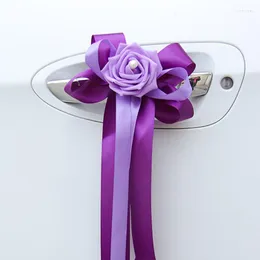 Fiori decorativi 4 pezzi Maniglie per porte Multicolor Bella decorazione per auto da matrimonio Specchietto retrovisore Nastri di fiori di seta Forniture per festival