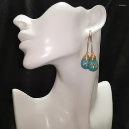 Kolczyki Dangle Fashion Kobiety woda upuszcza Turquoiss Natural Stone Ear Hook imprezowy biżuteria kobiece prezenty