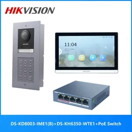 Smart Lock Multi Language 802 3AF Poe Video Intercom Zestaw obejmuje DS KD8003 IME1 B DS KH6350 WTE1 PoE Switch 230830