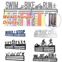 Haczyki Rails Metal Steel Medal Hanging Uchwyt wieszak czarny wspornik Haczyny ścienne żelazny triathlon bieganie sport