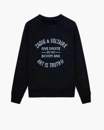 デザイナーZadig Voltaire Women Sweatshirt Hoodies Pullover Classic Letter Print Round Neck Womens Sweatshirtファッションカジュアル長袖フーディートップス