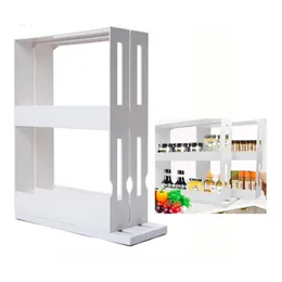 Otra organización de almacenamiento de cocina Gabinete Caddy Estante de especias blanco Organizador de estante de especias extraíble y giratorio Organizador de 2 estantes de dos pisos 230830