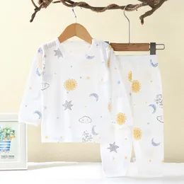 Pyjamas aus weicher, atmungsaktiver Baumwolle für Babys und Kinder, süßes Cartoon-Langarm-Nachtwäsche für 0–5 Jahre, 230830
