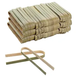 Организация для хранения продуктов набор 120 пакетов мини -бамбуковые щипцы 4 -дюймовые однодневные экологически чистые посуды Toast 230830