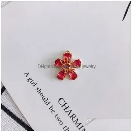 Charms 2st/Lot Trendy CZ Crystal Flower -kontakter för DIY -halsbandörhängen hängsmycken som gör guldpläterade tillbehörscharmar dro dhfmi