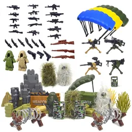 Fordonsleksaker Militära tillbehör Bricks Swat Weapon Soldier Guns Fence Ghillie Suits WW2 Army MOC Parts Building Block PUBG Scene Series 230830