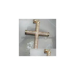 Ciondoli 28mm 10 pz/lotto vendi bene croce cz pendente zircone cubico micro pavimenta fascino fai da te collana accessori gioielli ciondoli consegna goccia trovare Dhm8H